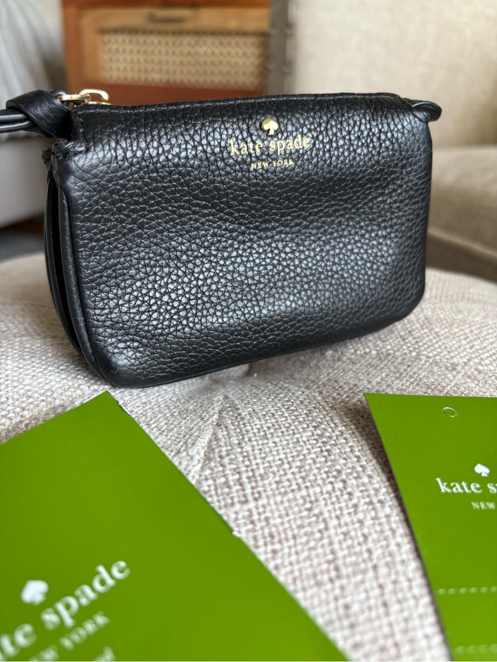 kate spade mini Natasha leather black coin pouch